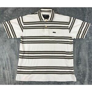 Polo Ralph Lauren Sport Striped Polo Shirt Men's Small White Gray 100% Cotton